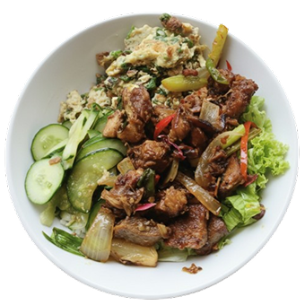 Spicy Stir-Fried Chicken Rice with Vegetables